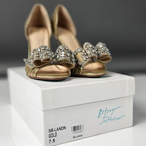 Betsey Johnson SB-LNDN GOLD Formal Heel Silver Rhinestones Princess Core - Picture 9 of 15